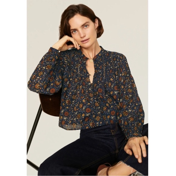 Veronica Beard Tops - Veronica Beard Sherwood Floral Pleated Button Front‎ 100% Cotton Women's Top 6